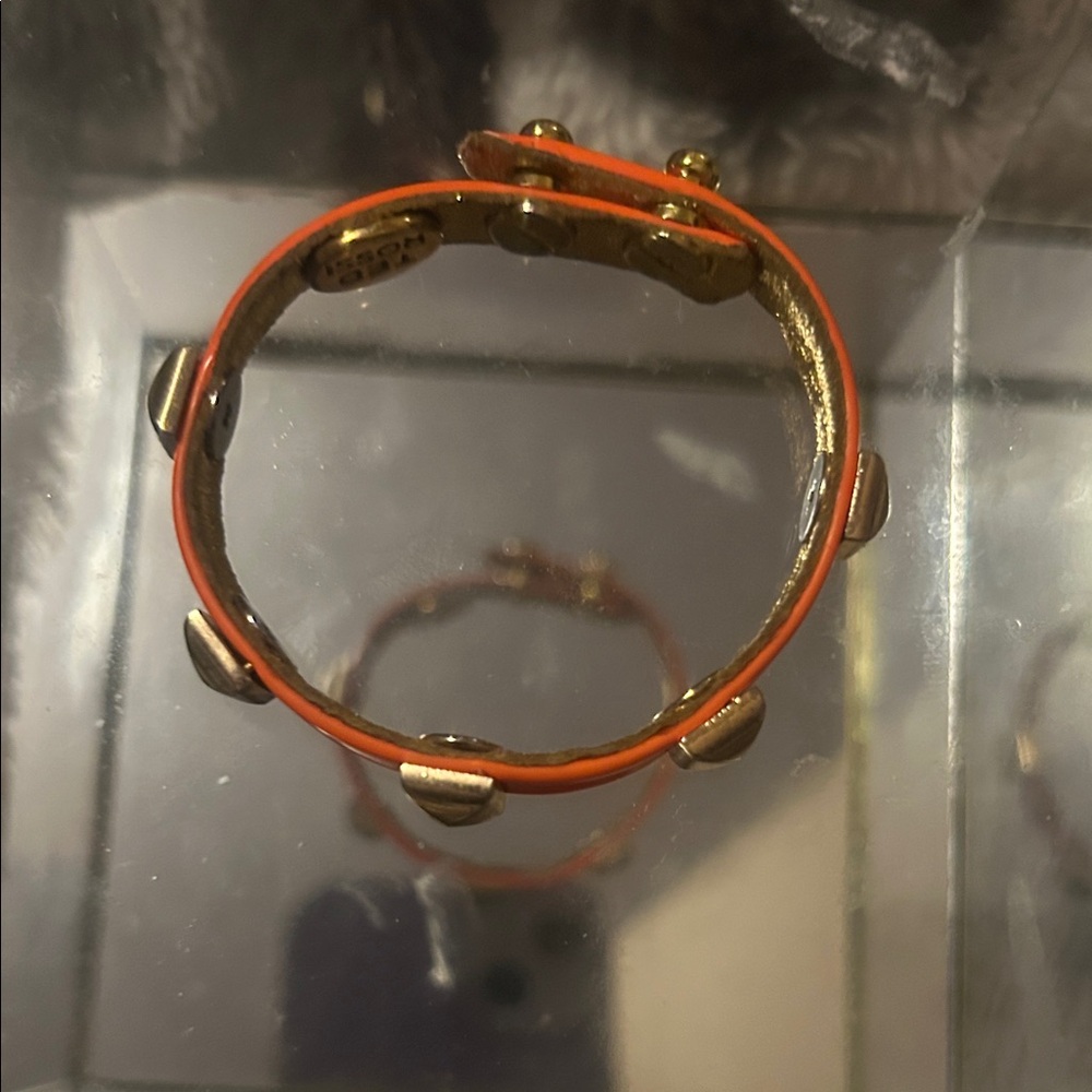 Ted Rossi Vibrant Orange Bracelet with gold  Accents